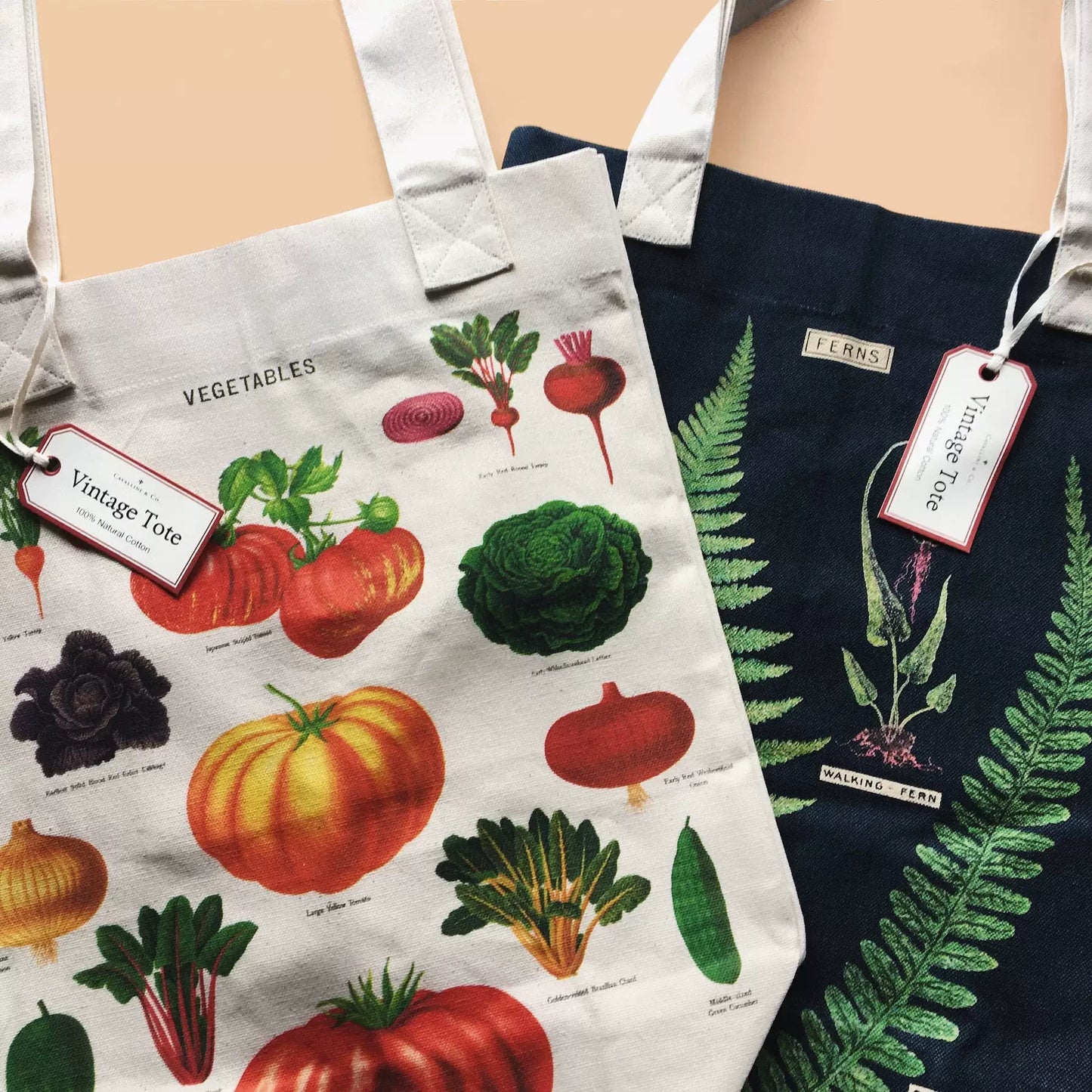 Cavallini Retro Style Canvas Bag American Brand Plant Animal Blog Map Shoulder Tote Bag