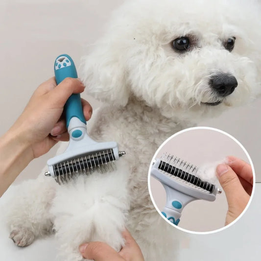 Dog Brush Stainless Steel Dog Hair Remover Pet Grooming Double-sided Cat Brush Knot Opening Combs for Cats Cleaning Pet Products
